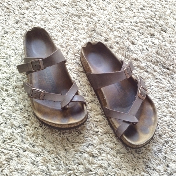 Birkenstock Mayari brown leather toe loop sandals sz 37/6,5 - Picture 1 of 8